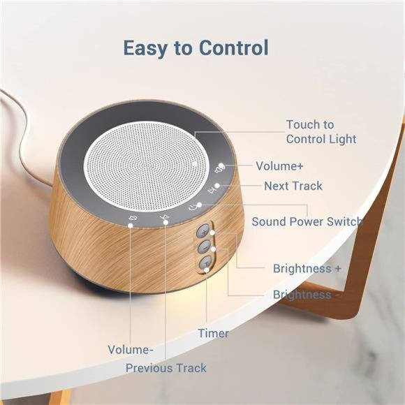 White Noise Sound Machine with 14 Soothing Sounds and 10 Levels Night Light - Picture 6 of 7
